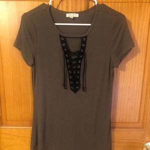 Olive top with black string